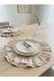 2 Pieces of Red Striped Scalloped American Placemats - 2