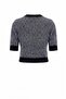 Women's Short Sleeve Knitwear Sweater Contrast Rib Detailed Soft Textured Fit Model - 3