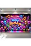 150X100 MULTI Neon music birthday party background cloth with colorful lighting effects, suitable fo - 6