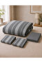 Double Duvet Cover Set Gray White Striped 4 Piece Duvet Cover Set - 2