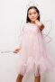 Powder Bead Detailed Skirt with Zigzag Pattern for Girls - Cherish