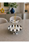 Black Striped Ceramic Presentation Set |   Cake Pan, Layered Cookie Tray and Serving Plate Gold - Feray Home - 3