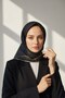 100% twill silk chain patterned black - cream colored 90x90 scarf sewing method: hand stitching