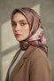 100% twill silk smoky floral patterned tan color 90x90 scarf edge stitching shape hand stitched - 2