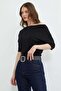 Bat Sleeve Boat Neck Blouse - 3