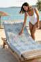 Riva Jacquard Peshtemal |   Washed - Natural Cotton |   Beach Sea, Pool Towel |   Blue - Fish - 3
