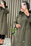 Sena Mont Bondit Fabric Women's Khaki Coat with Drawstring Waist and Hooded Full-Zip Closure - 3