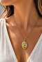 Steel Gold Color Yellow Flower Motif Covered Necklace (40cm)