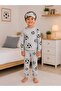 Boy's Cotton Piece Fabric Gray Football Ball Patterned Long Sleeve Sleep Band Transitional Pajama Set