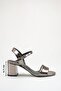 Platinum Heeled Sandals Ankle Strap Thick Heeled Evening Dress Wedding Stylish Women's Shoes - 2