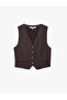 Viscose Blended Buttoned V-Neck Sleeveless Vest with Fleece Pockets - 5
