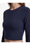 Cotton Crew Neck Long Sleeve Crop Sports T-Shirt - 5