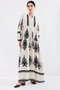 Women's Patterned Hijab Dress M.Cream 1010 - 3