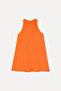 Women's Orange A-Form Sleeveless Linen Mini Dress - 2