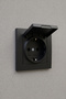 Wall Socket with Cover Grounded Black 16A 250V Single Phase Indoor and Outdoor Electrical Socket Standard Type