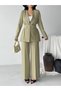 Women's Belted Blazer Pants Double Suit - 7
