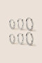 Silver Color Steel 8-10-12 mm 6-Piece Hoop Earrings 2 mm