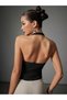 Women's Black - Smoked Zippered Halter Neck Atlas Fabric Blouse Stylish & Modern Fit - 4