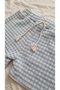 Punch Embroidered T-Shirt Checkered Shorts Girls' Two-Piece Set - 6
