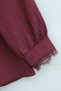 Baby Collar Scalloped Waist Tie Modal Tunic - Burgundy - 5