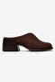 Ardent Brown Suede Genuine Leather Closed-Front Women's Thick Heeled Slippers - 4