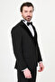 Straight Slim Fit Removable Velvet Collar Men's Groom Suit Black - 45453.26Y - 4