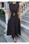 Women's Black Polka Dot Buckle Maxi Sleeveless Dress - 3