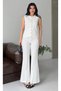 Women's Designer Vest with Slit Legs Suit White