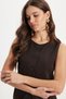 Women's Standard Fit Regular Cut Crew Neck Lycra Brown Sleeveless Vest Mini Skirt Set - 3