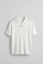 Men's Relaxed Fit Ribbed Knitwear Polo Neck T-Shirt White
