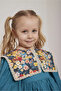 Girl's Floral Collared 100% Cotton Blue Dress - 6