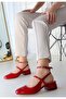 Karmi Red Patent Leather Heeled Arched Shoes - 4