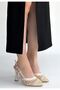 Ceta Beige Skin Tulle Detailed Heeled Shoes - 6