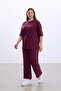 Oşho Modal Fabric Short Sleeve Double Piping Detailed Bottom and Top Set 2Xl-6Xl