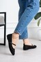 Hawsa Women's Ballerinas with Pin Front Strap and Buckle, Black Suede - 2