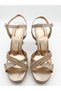 Lucy Powder Pink Stoned Cross-Strapped Ankle Strap Platform Heels 10 cm Evening Dress Women's Heeled Shoes - 2