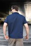 Navy Blue Half Zipper Detailed Polo Collar Men's T-Shirt E7184 - 2