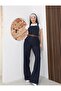 Belted Navy Blue Denim Salopet Jumpsuit - 2
