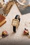 Croco Minimal Square Yellow Case Roman Number Black Leather Band Stylish & Elegant Retro Women's Watch 2026