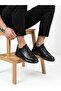 Men's black genuine leather orthopedic daily sneaker shoes - 2