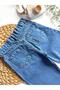 Girl's Star Detailed Adjustable Waist Elastic Denim Pants 3-10 Years Old - 5