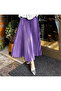 Women's Basic High Waist Pleated Loose Purple Long Skirt - 3