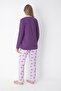 Purple Floral Patterned 100% Cotton Pajama Set – Relaxed and Comfortable Homewear - 2