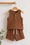 Baby Boy Waffle Fabric 2-Piece Summer Set Sleeveless Shorts Set 0-3-6-9-12 Months