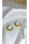 Women's Gold Color Layered Half Hoop Earrings - 2