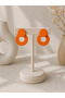Minimal Orange Hoop Earrings Colorful Collection Geometric Stylish Design