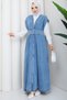 Women's Button Closure Denim Gilet Salopet