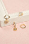Women's Yellow Stone Steel Earring Set - 4-Piece Star and Lightning Design - 4