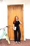 Women's Black Belted Pocket Shirt Wide Leg High Waist Pants Set - 2