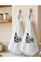 100% Cotton Round Kitchen Towel 50 cm – Set of 2 |   High Absorbency, with Hanging Loop, Stylish Embroidered Design, Machine Washable Drying Cloth - 2